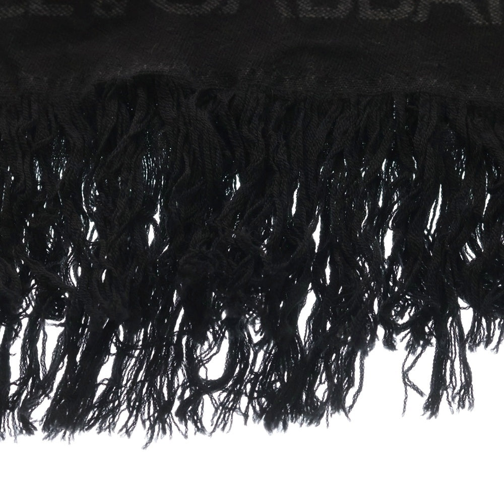 DOLCE & GABBANA(ドルチェアンドガッバーナ) ロゴ 総柄ジャガード ウール ニット フリンジマフラー ブラック/グレー レディース