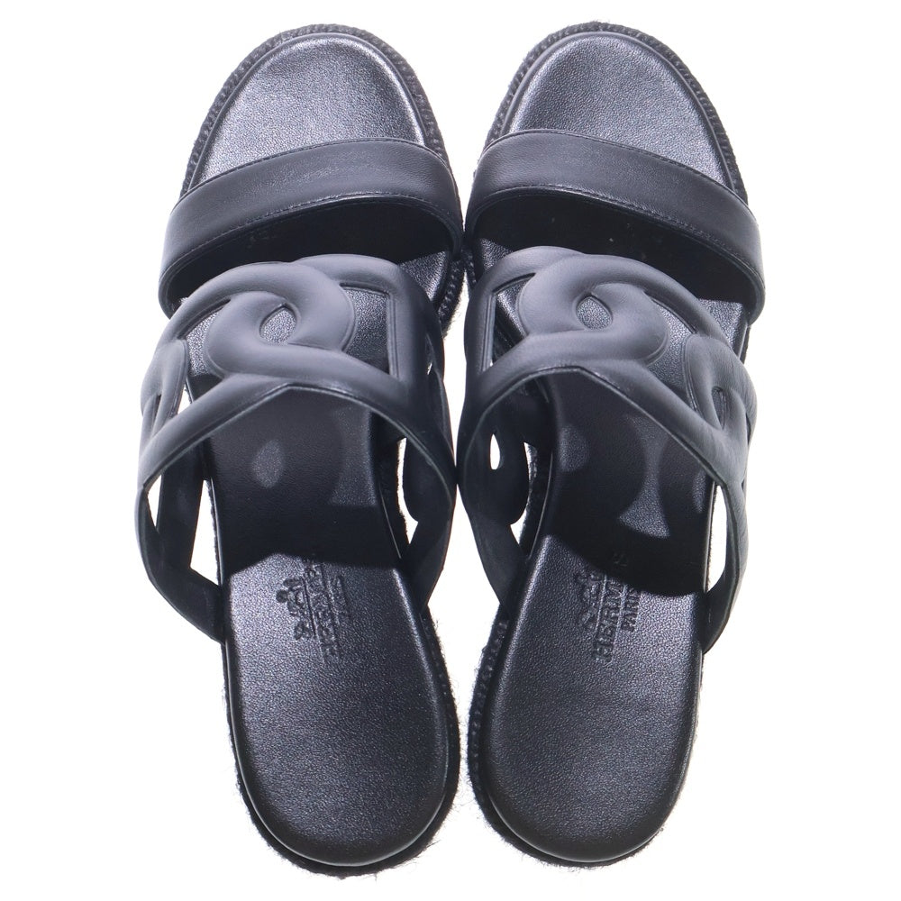 HERMES(エルメス) イテア 30 シェーヌダンクル エスパドリーユ 厚底サンダル シューズ ブラック レディース