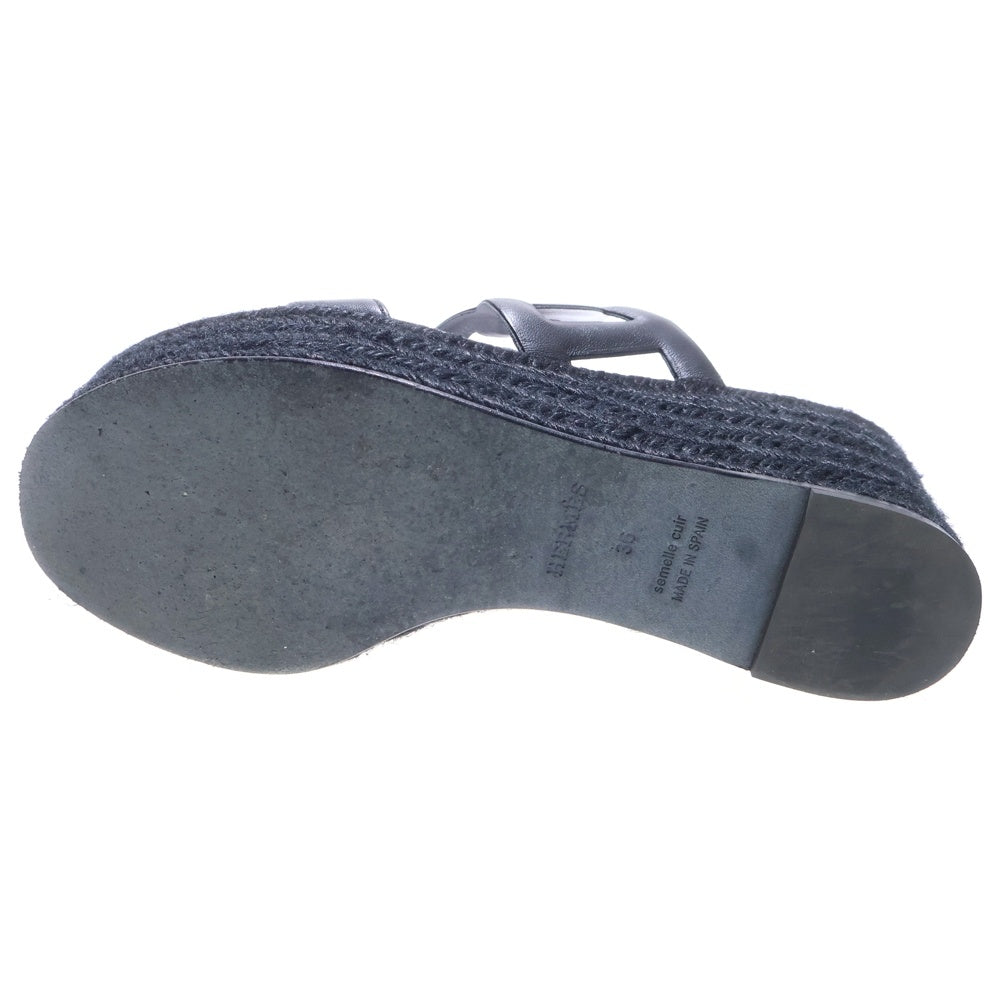 HERMES(エルメス) イテア 30 シェーヌダンクル エスパドリーユ 厚底サンダル シューズ ブラック レディース