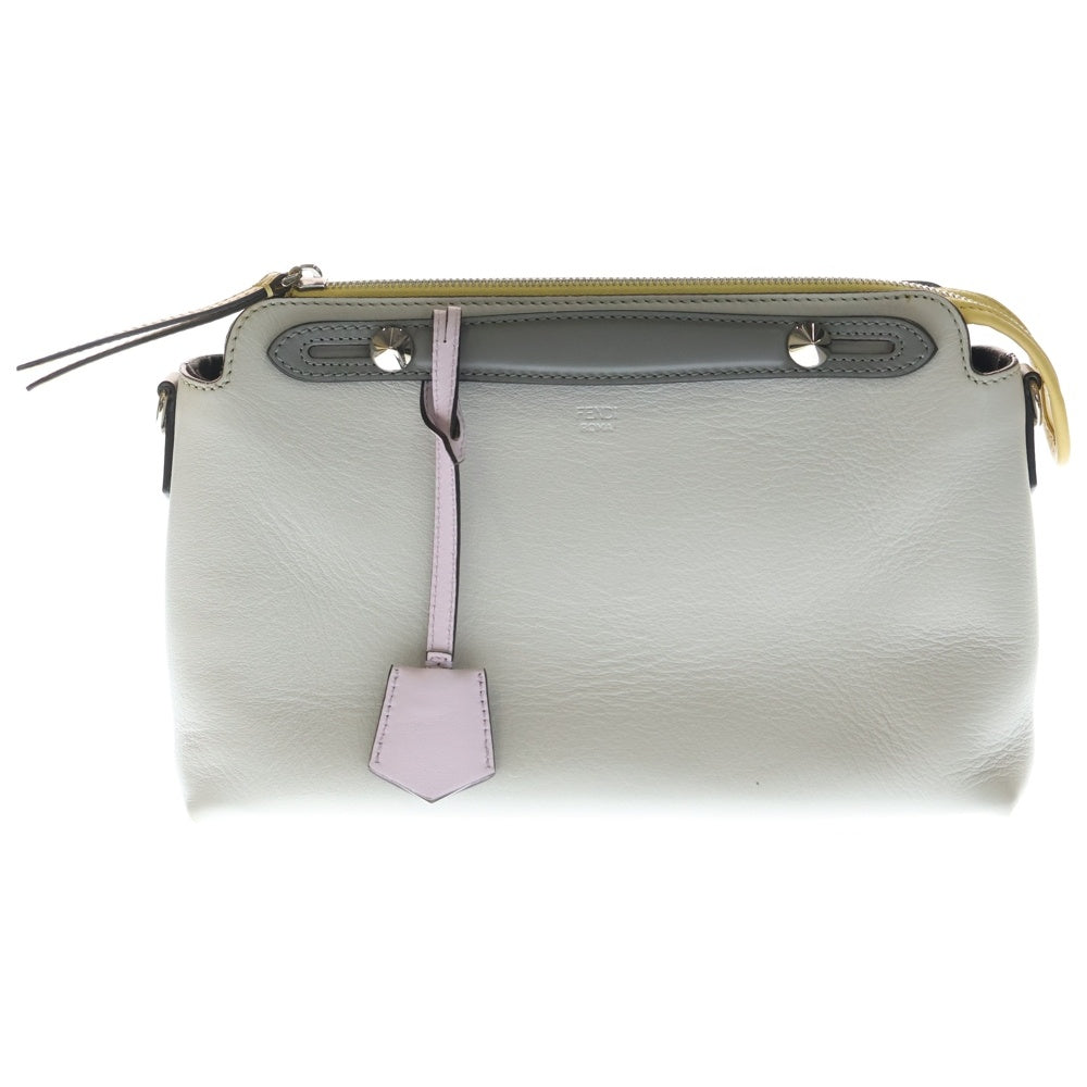 FENDI(フェンディ) バイザウェイ ミディアム ショルダーバッグ ハンドバッグ グレー×ピンク レザー 8BL146 シルバー金具 レディース
