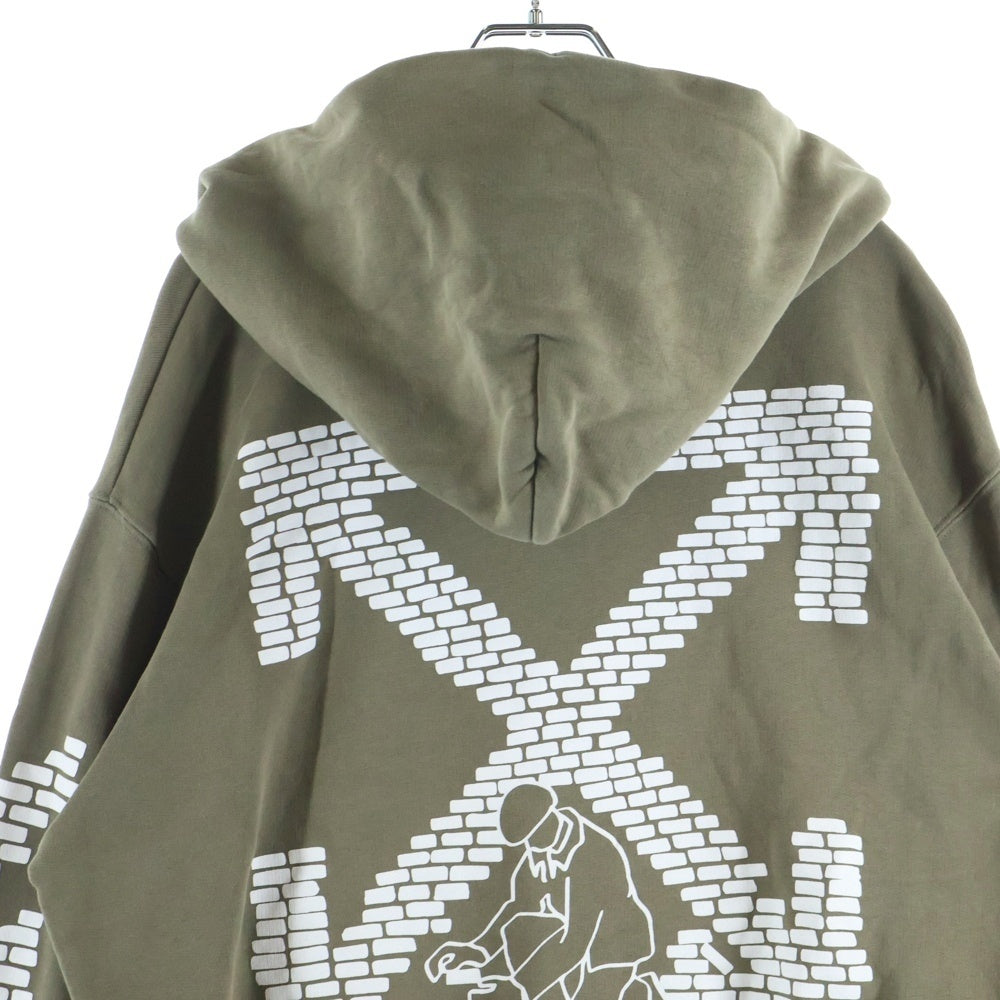 OFF-WHITE(オフホワイト) Brick Arroows Hoodie パーカー フーディ プルオーバーパーカー カーキ OMBB097F22FLE007