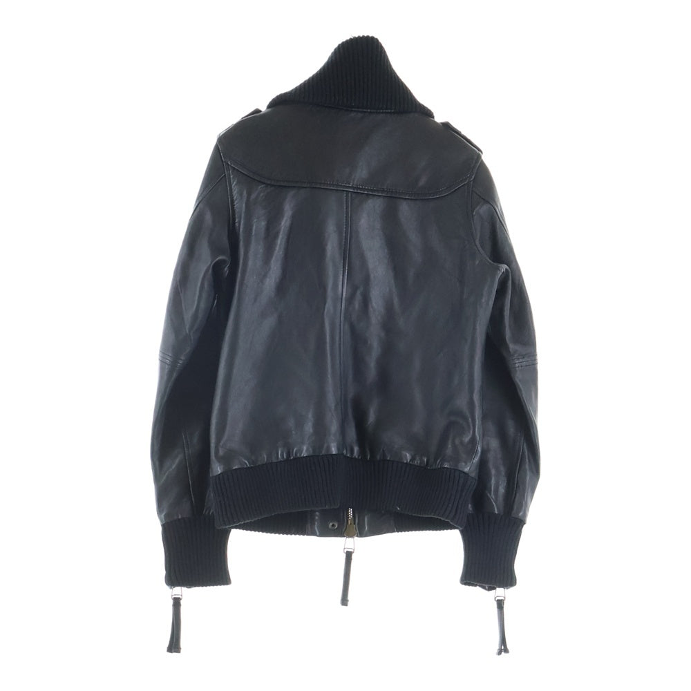 AVIREX(アヴィレックス) ラムレザー 襟リブレザーブルゾン ブラック 6281006