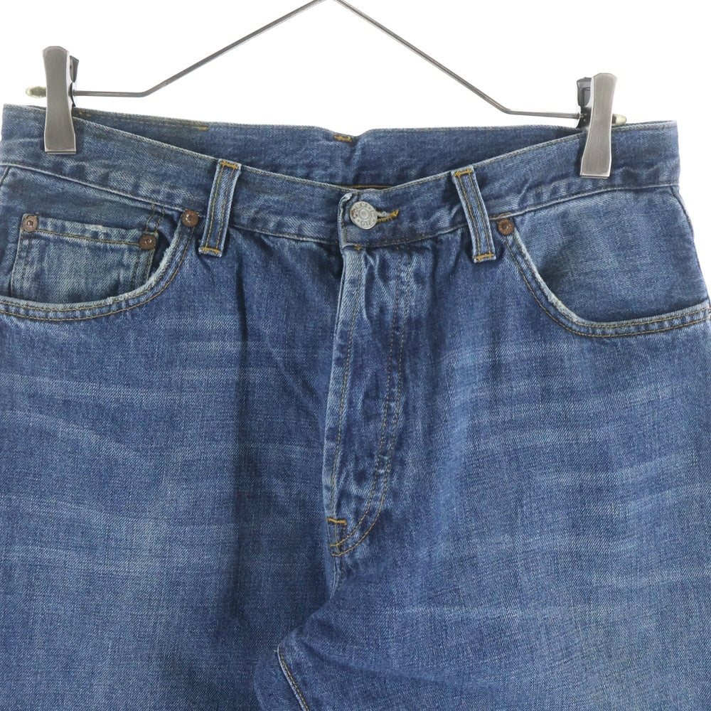 GUCCI(グッチ) ロゴレザーパッチストレートウォッシュデニムパンツ インディゴ