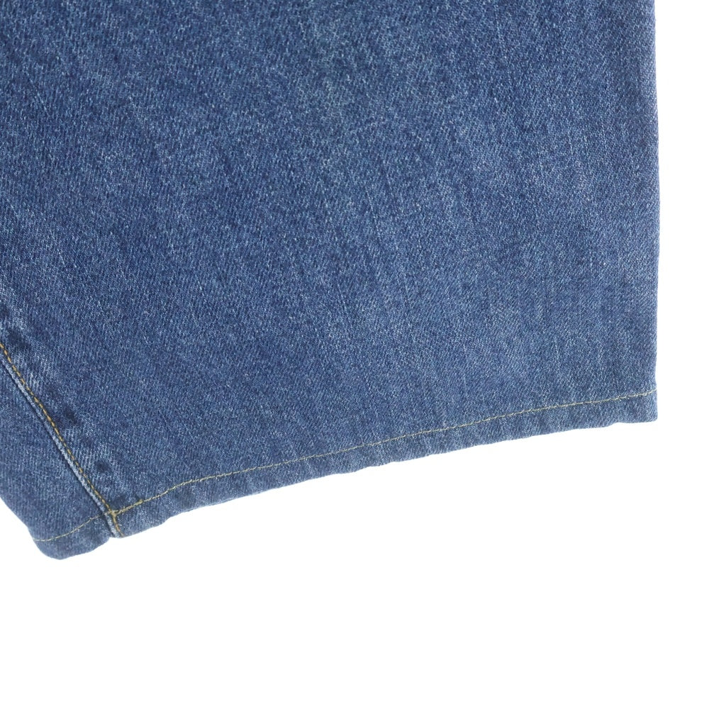 GUCCI(グッチ) ロゴレザーパッチストレートウォッシュデニムパンツ インディゴ