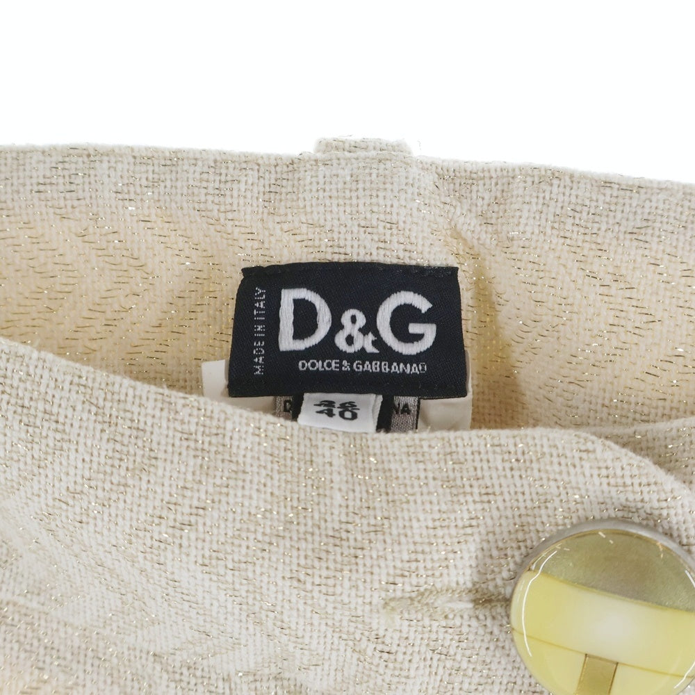D&G(ディーアンドジー) ラメジャガード クロップド パンツ アイボリー