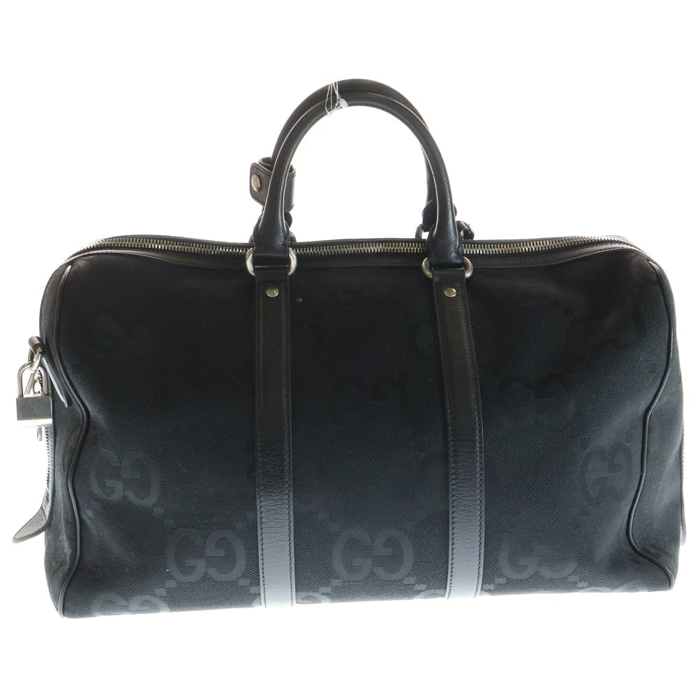 GUCCI(グッチ) ジャンボGG キャンバス レザー 2WAY ショルダー ボストンバッグ ブラック 739581