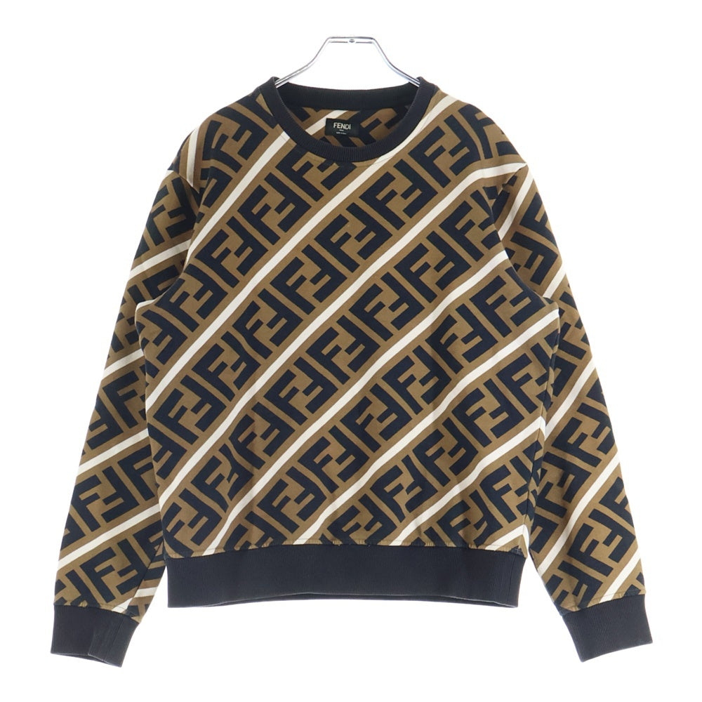 FENDI(フェンディ) ズッカ総柄 クルーネック プルオーバースウェットトレーナー ブラウン 12CPF-18-457 FY0944 A7A9