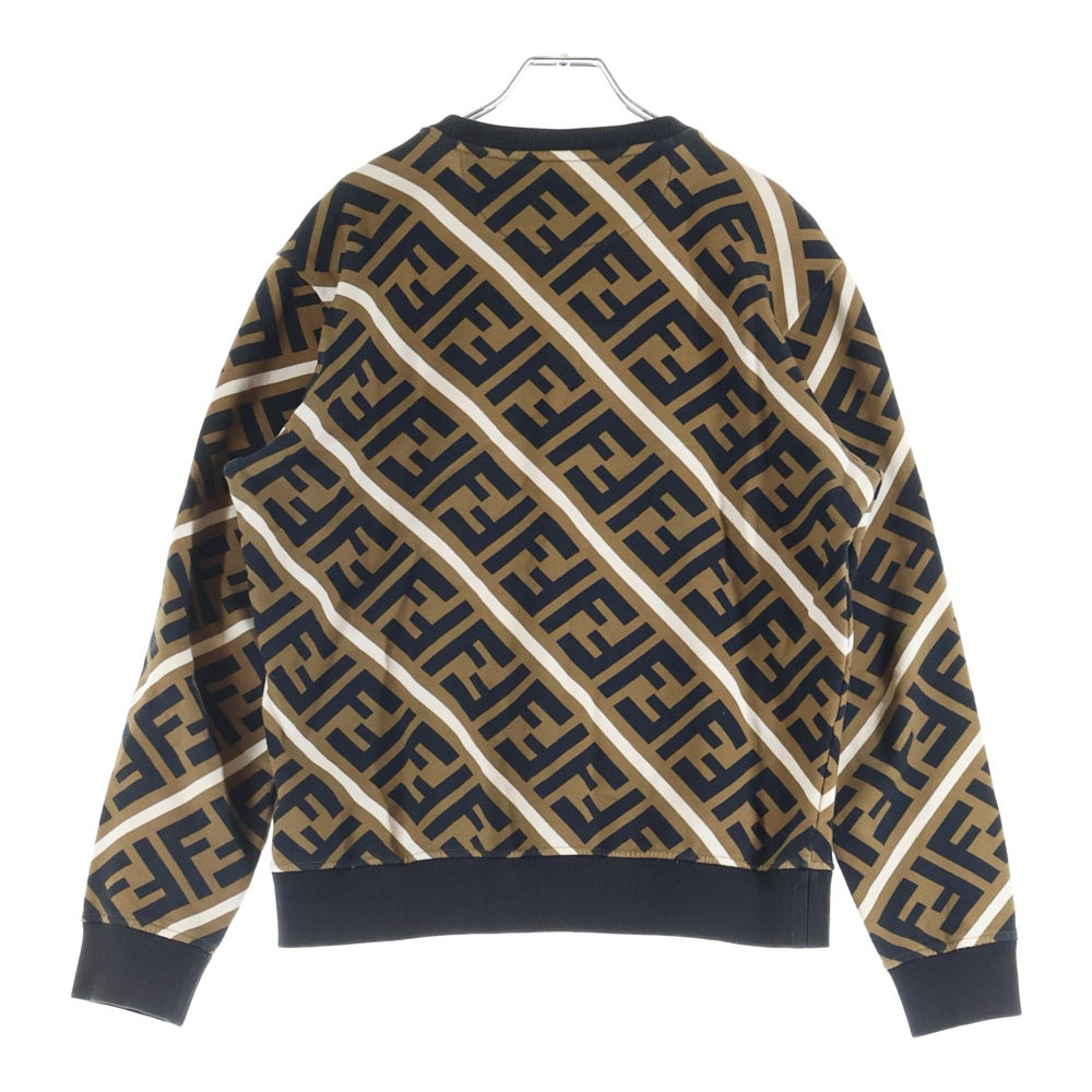 FENDI(フェンディ) ズッカ総柄 クルーネック プルオーバースウェットトレーナー ブラウン 12CPF-18-457 FY0944 A7A9