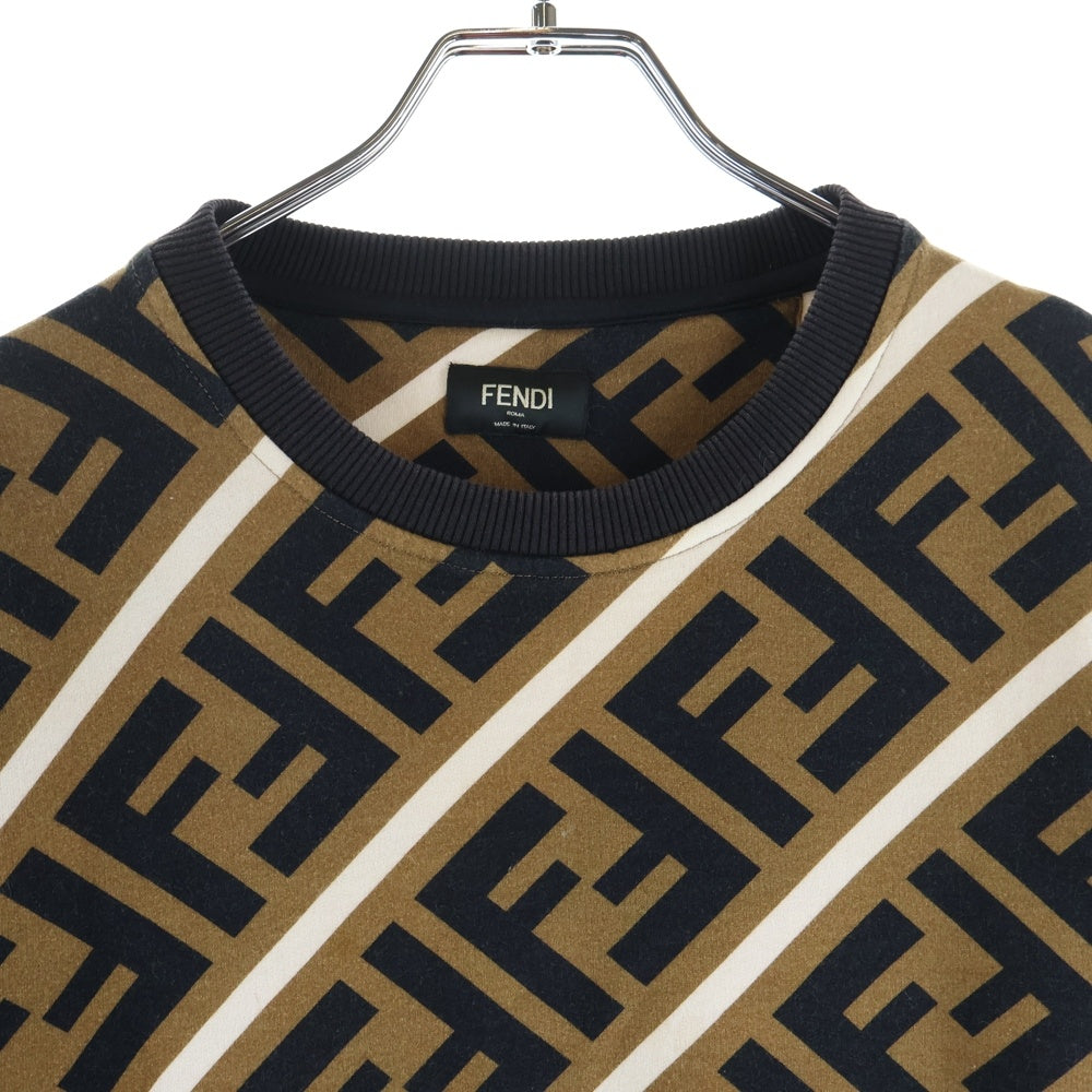 FENDI(フェンディ) ズッカ総柄 クルーネック プルオーバースウェットトレーナー ブラウン 12CPF-18-457 FY0944 A7A9