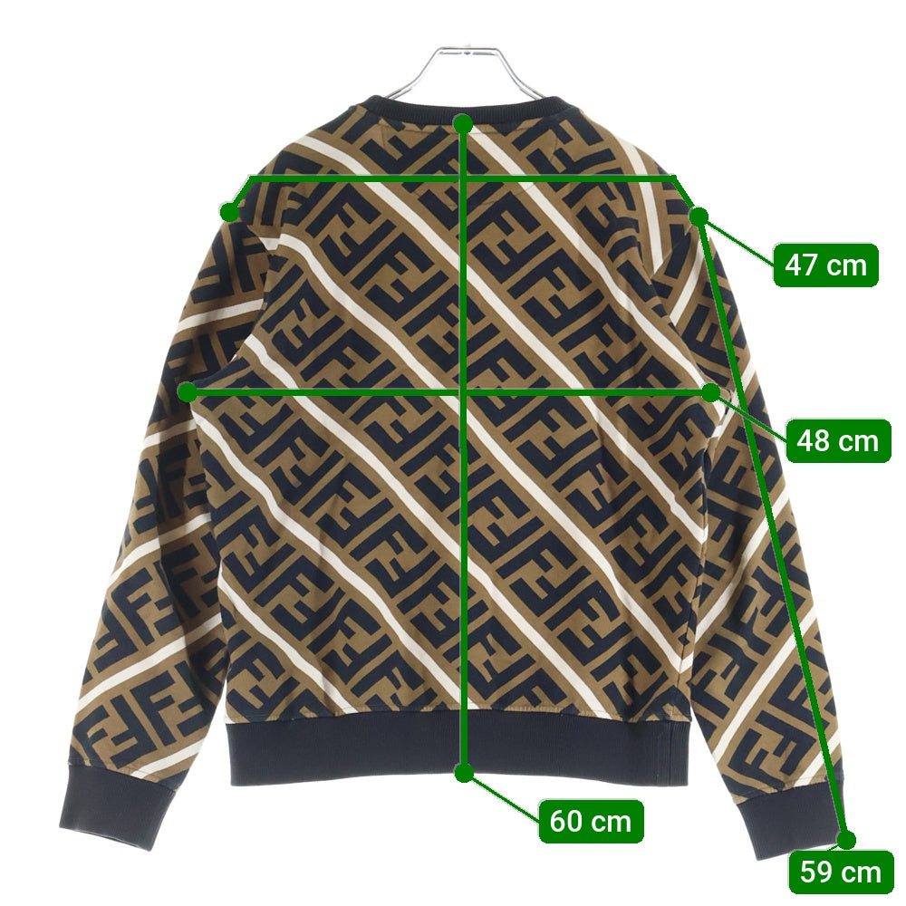 FENDI(フェンディ) ズッカ総柄 クルーネック プルオーバースウェットトレーナー ブラウン 12CPF-18-457 FY0944 A7A9