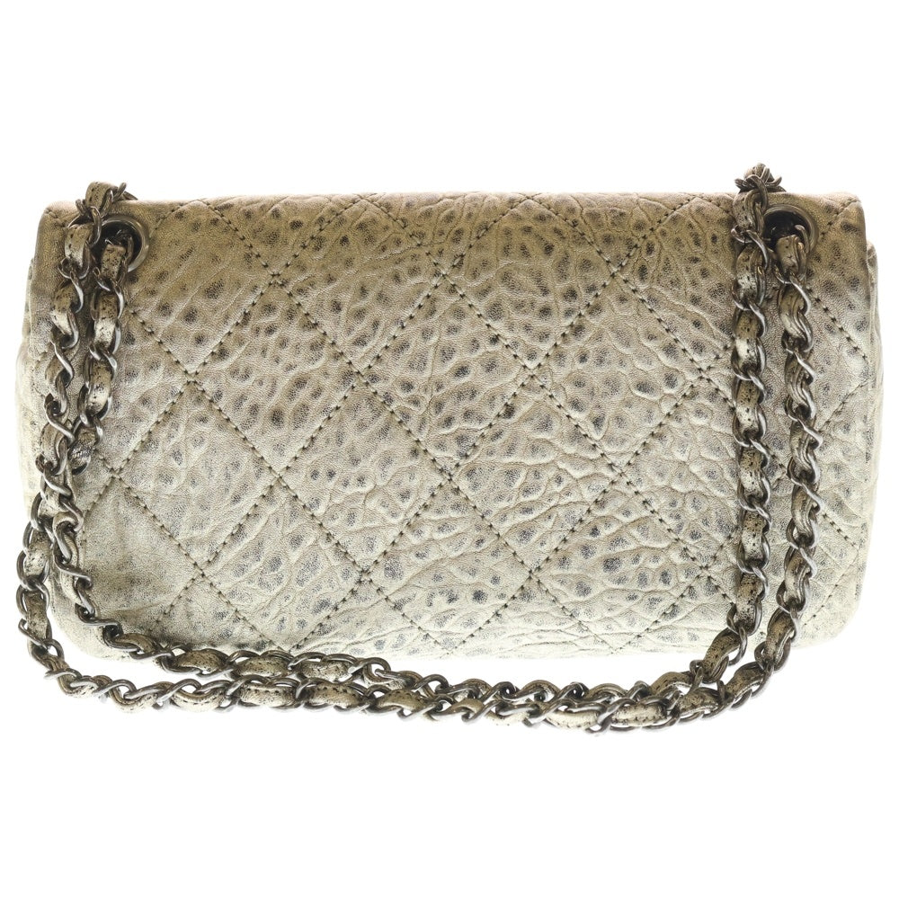 CHANEL(シャネル) マトラッセ25 チェーンショルダーバック ハンドバッグ シャンパンゴールド カーフスキン アンティークシルバー金具 レディース