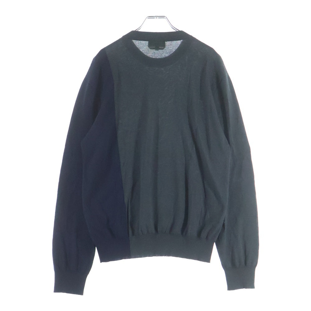HERMES(エルメス) カシミヤ混 バイカラーニットセーター グレー/ネイビー