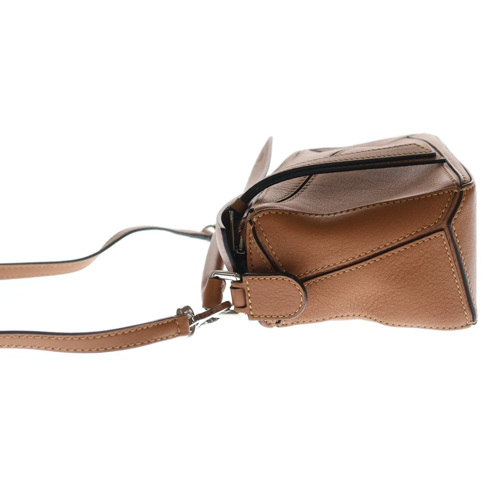 LOEWE(ロエベ) パズルバック ミニ ショルダーバッグ ミニバッグ ブラウン レザー シルバー金具 レディース