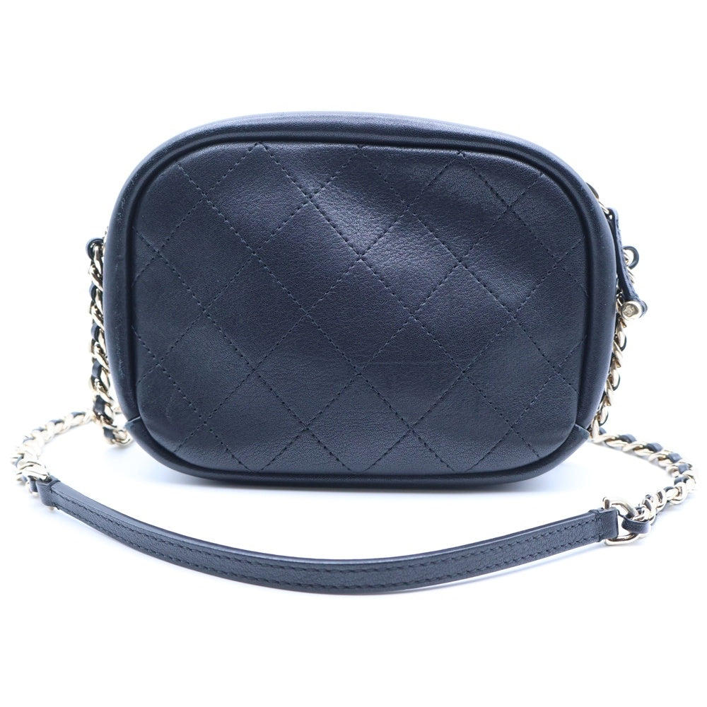 CHANEL(シャネル) マトラッセ カメラバック チェーンショルダーバック ラムスキン ゴールド金具 ブラック AS0137 レディース
