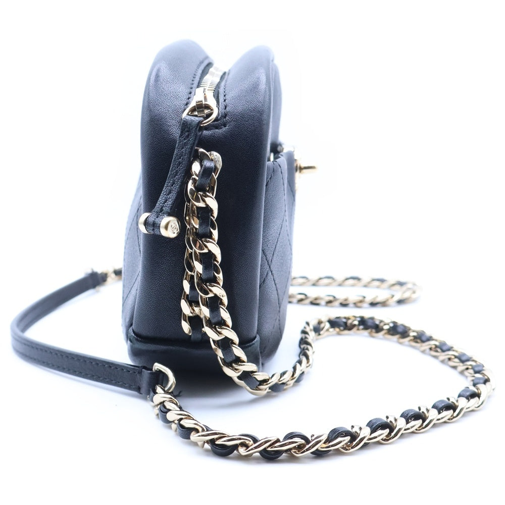 CHANEL(シャネル) マトラッセ カメラバック チェーンショルダーバック ラムスキン ゴールド金具 ブラック AS0137 レディース