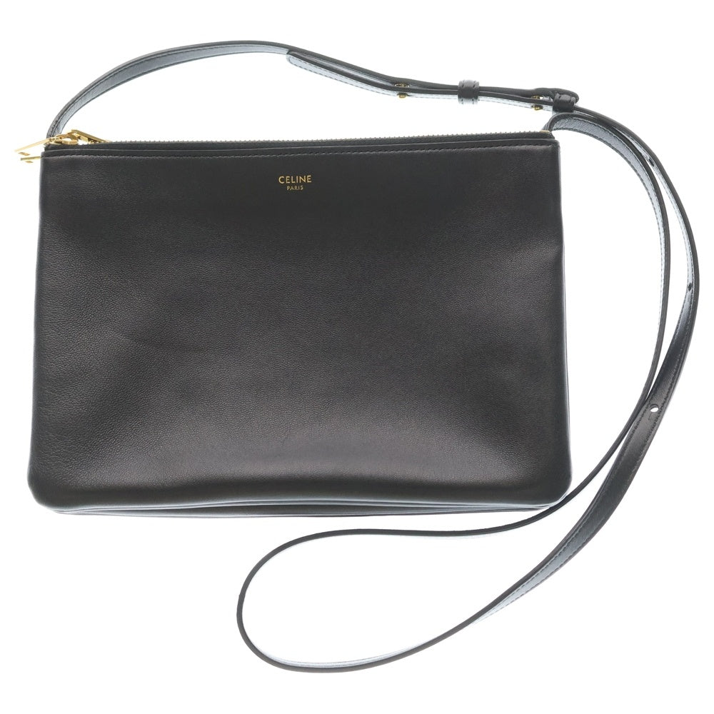 CELINE(セリーヌ) トリオ ショルダーバッグ ミニバッグ ブラック レザー ゴールド金具 レディース