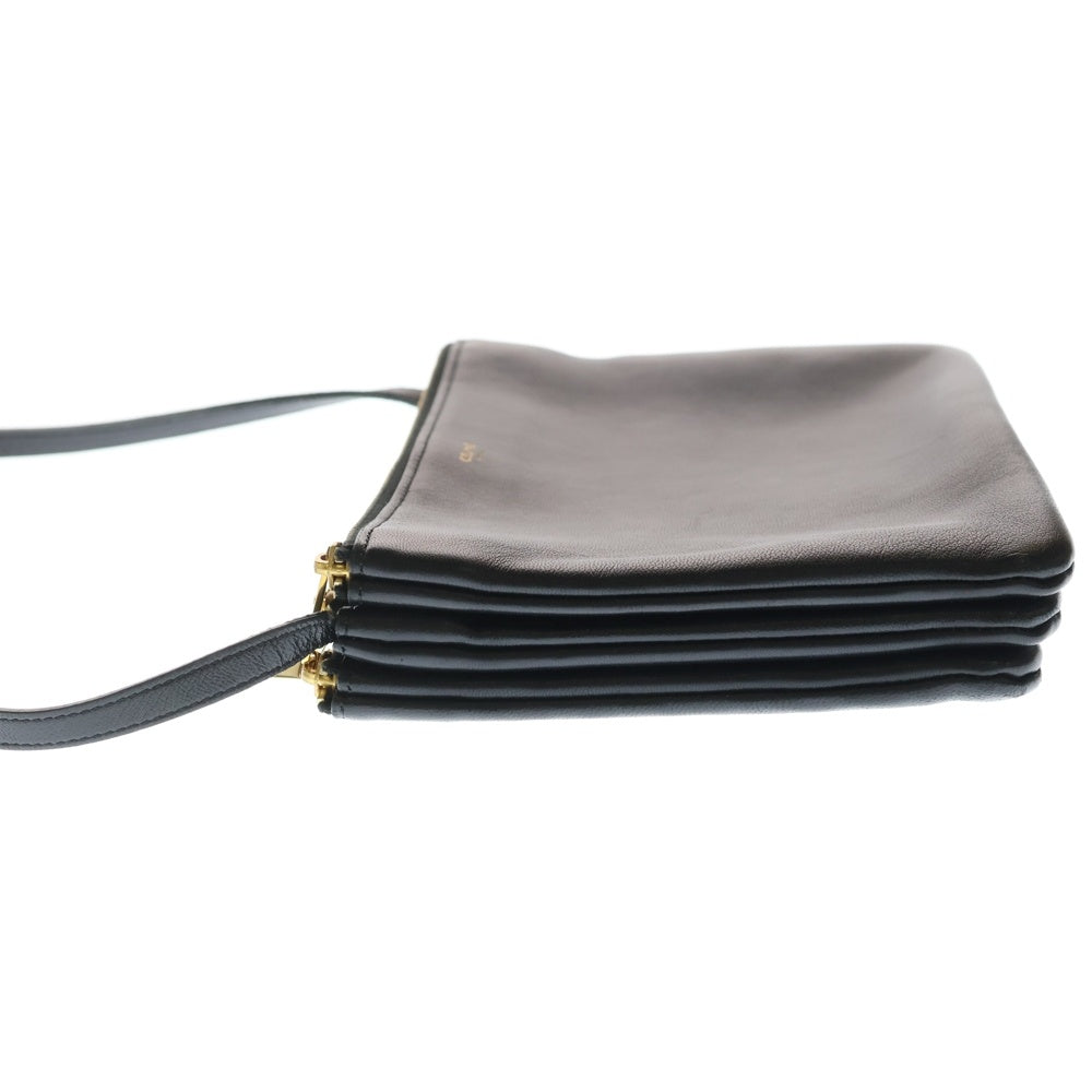 CELINE(セリーヌ) トリオ ショルダーバッグ ミニバッグ ブラック レザー ゴールド金具 レディース