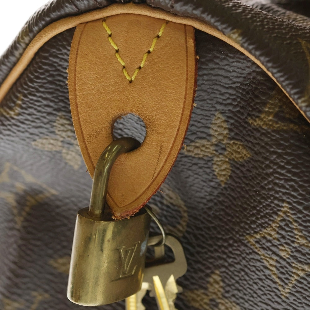 LOUIS VUITTON(ルイヴィトン) モノグラム スピーディー35 ハンドバッグ ボストンバッグ ブラウン レザー×PVC M41524 ゴールド金具 レディース