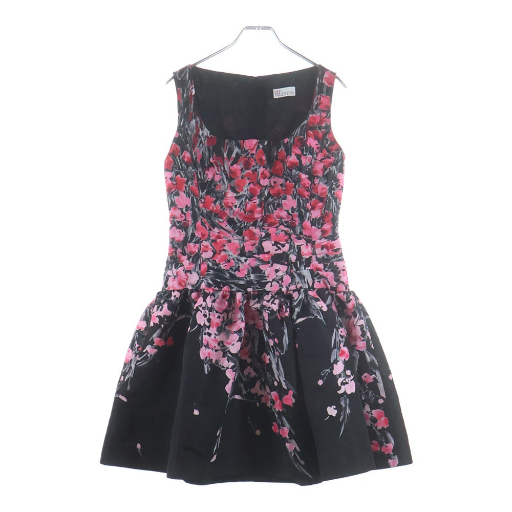 RED VALENTINO(レッド ヴァレンティノ) フラワープリント ノースリーブ ワンピース ブラック/ピンク レディース ER3VS215-V50125R