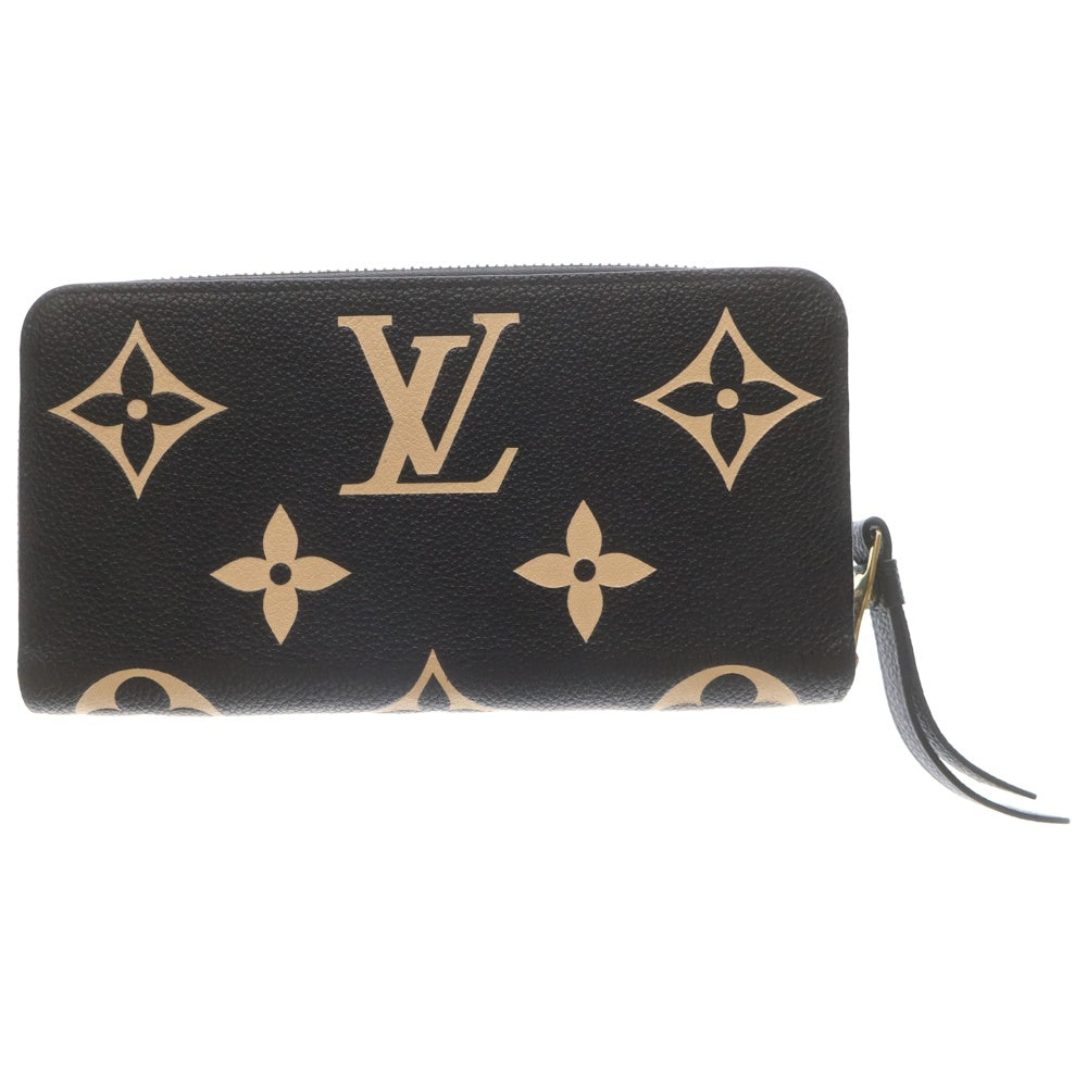 LOUIS VUITTON(ルイヴィトン) モノグラムアンプラント ジッピーウォレット ロングウォレット 長財布 カードケース ブラック×ベージュ レザー M80481 ゴールド金具 レディース