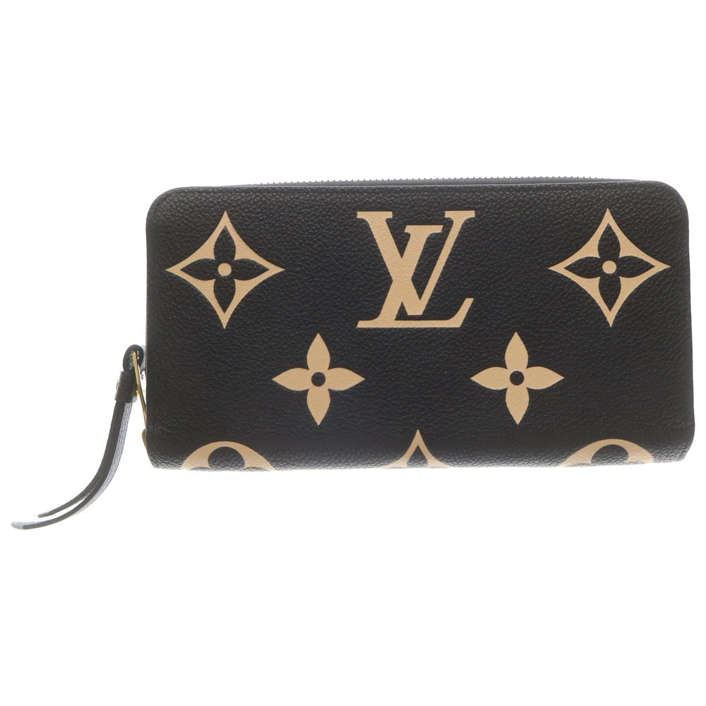 LOUIS VUITTON(ルイヴィトン) モノグラムアンプラント ジッピーウォレット ロングウォレット 長財布 カードケース ブラック×ベージュ レザー M80481 ゴールド金具 レディース
