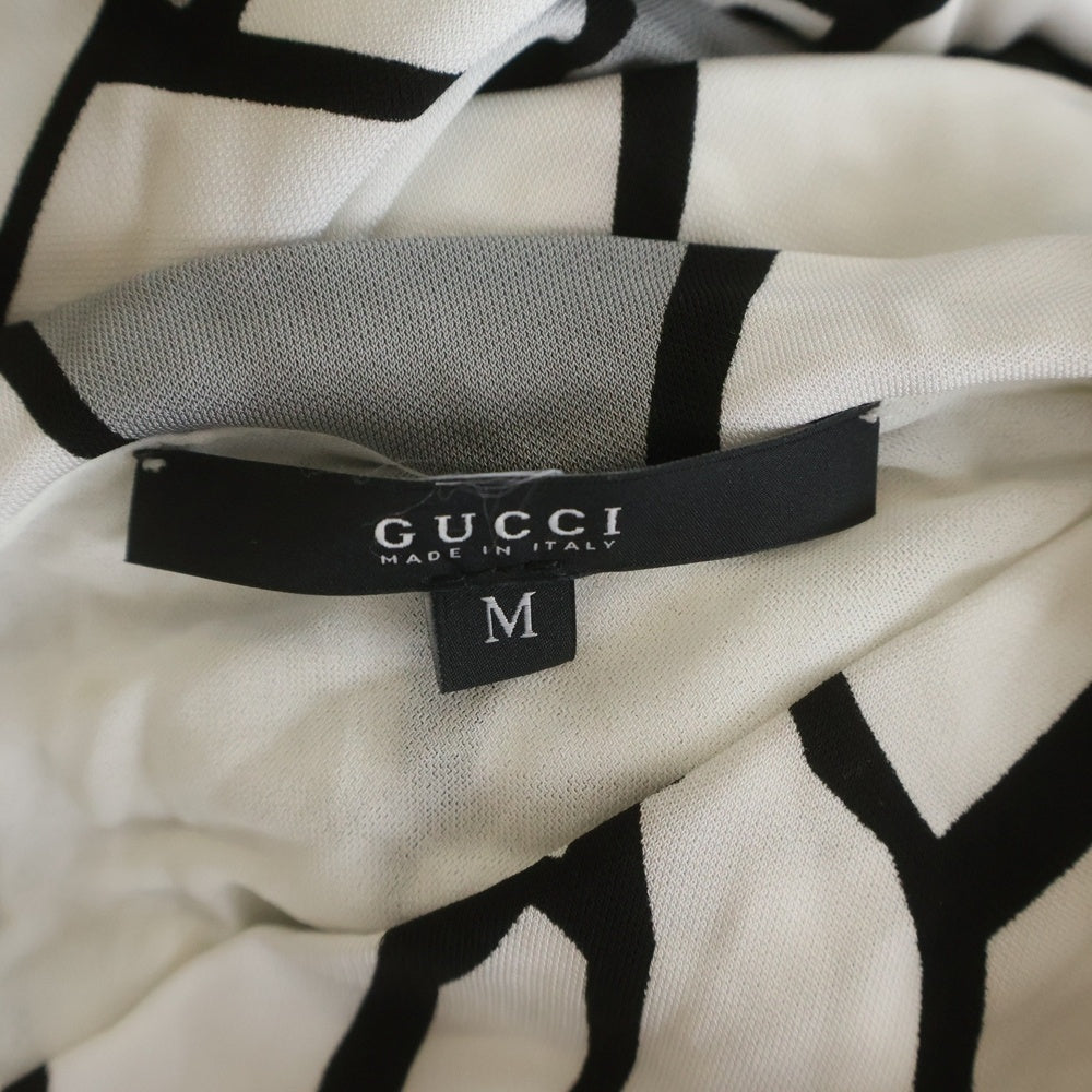 GUCCI(グッチ) 総柄 レーヨンニット 半袖 ミディアムワンピース ホワイト レディース 235464