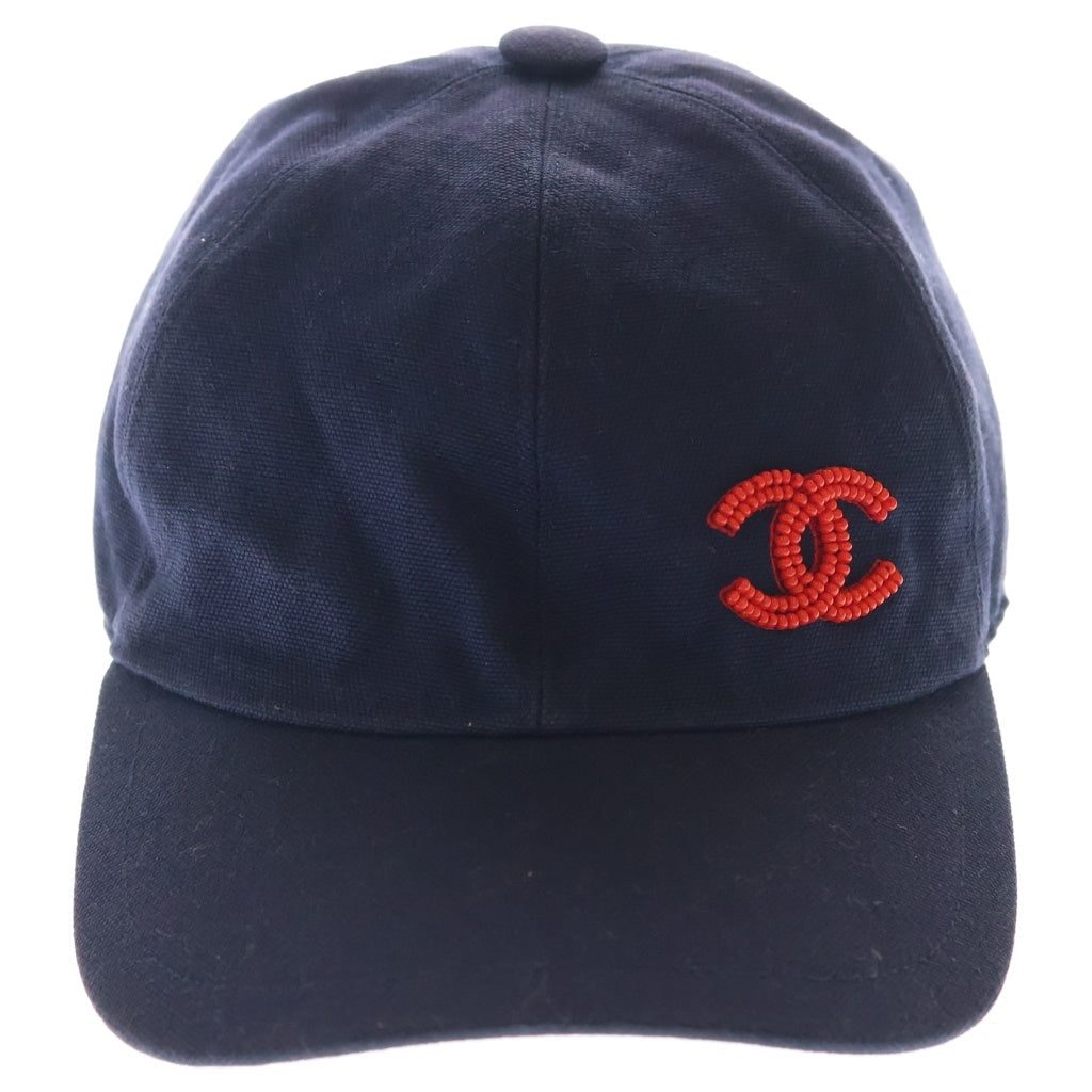CHANEL(シャネル) ココマーク ビーズ キャップ ネイビー