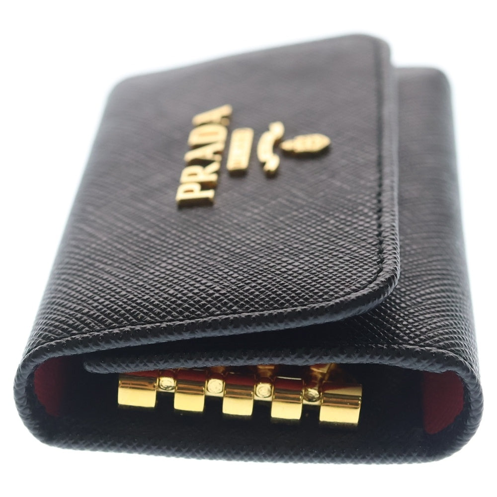 PRADA(プラダ) 4連キーケース キーホルダー バッグチャーム ブラック レザー ゴールド金具 レディース