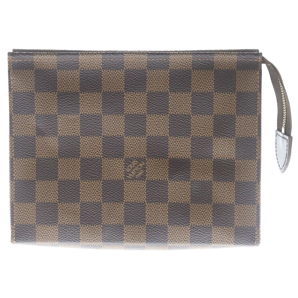 LOUIS VUITTON(ルイヴィトン) ダミエ ポッシュトワレット 26 ポーチ ケース セカンドバッグ クラッチバッグ ブラウン PVCレザー N47543 ゴールド金具 レディース