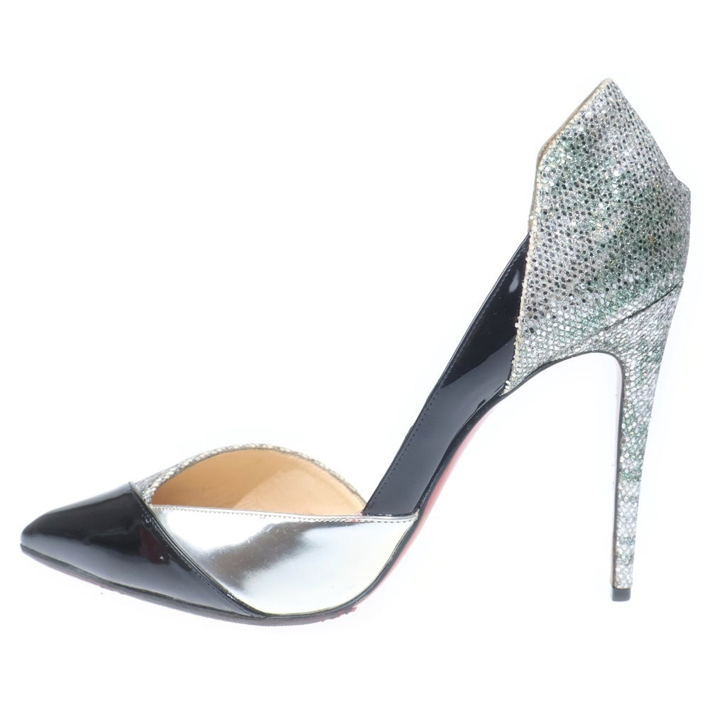 CHRISTIAN LOUBOUTIN(クリスチャンルブタン) ラメグリッター パテント メタリック コンビレザー ハイヒール パンプス シューズ ブラック/シルバー レディース