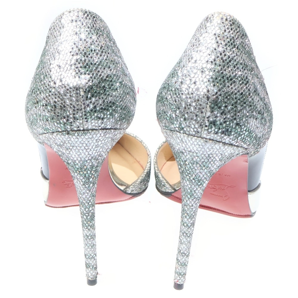 CHRISTIAN LOUBOUTIN(クリスチャンルブタン) ラメグリッター パテント メタリック コンビレザー ハイヒール パンプス シューズ ブラック/シルバー レディース