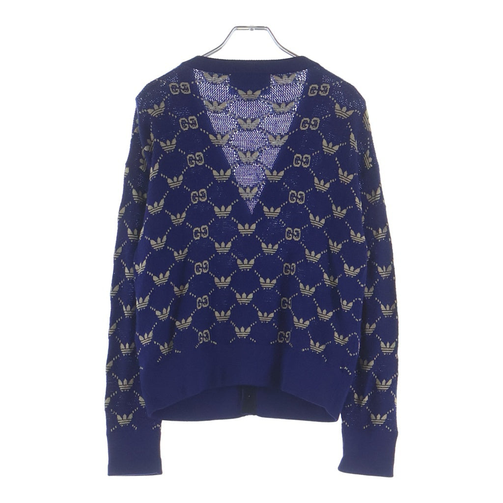 GUCCI(グッチ) ×adidas アディダス GG ジャガード ニット カーディガン ブルー 700474 レディース