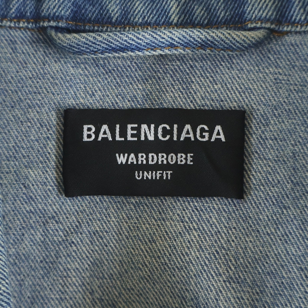 BALENCIAGA(バレンシアガ) 21SS バックロゴ刺繍 オーバーサイズデニムジャケット ブルー 657608 TDW15