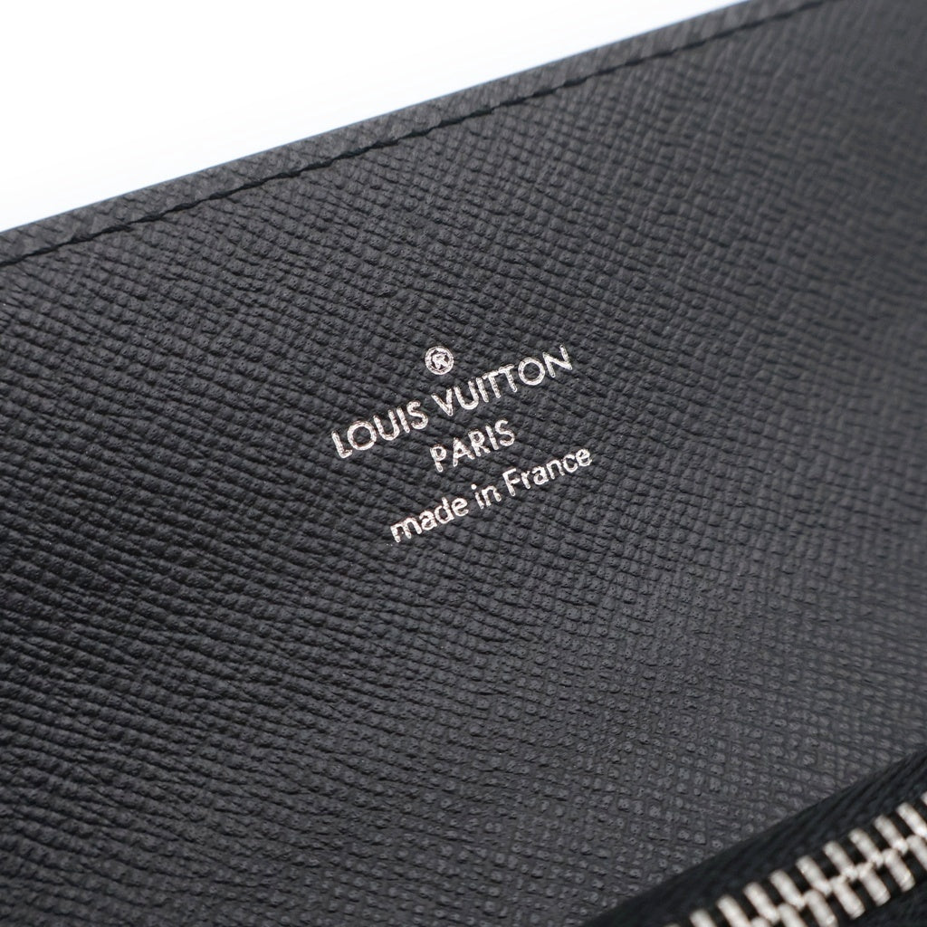 LOUIS VUITTON(ルイヴィトン) タイガ ポルトフォイユアコルディオン ロングウォレット チェーン 長財布 カードケース ブラック レザー M30992 シルバー金具 レディース