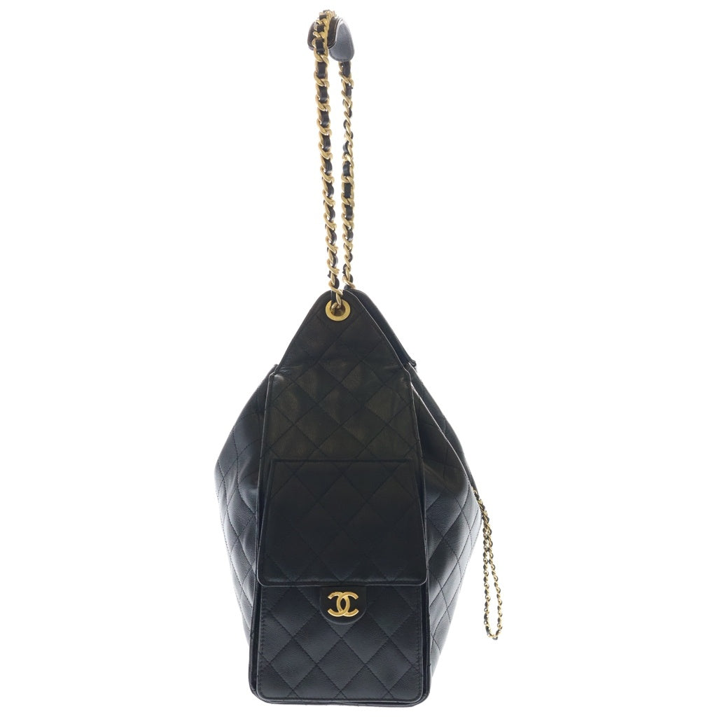 CHANEL(シャネル) シャネル25 ミディアム ブラック キャビアスキン レザー AS5311 ゴールド金具 レディース