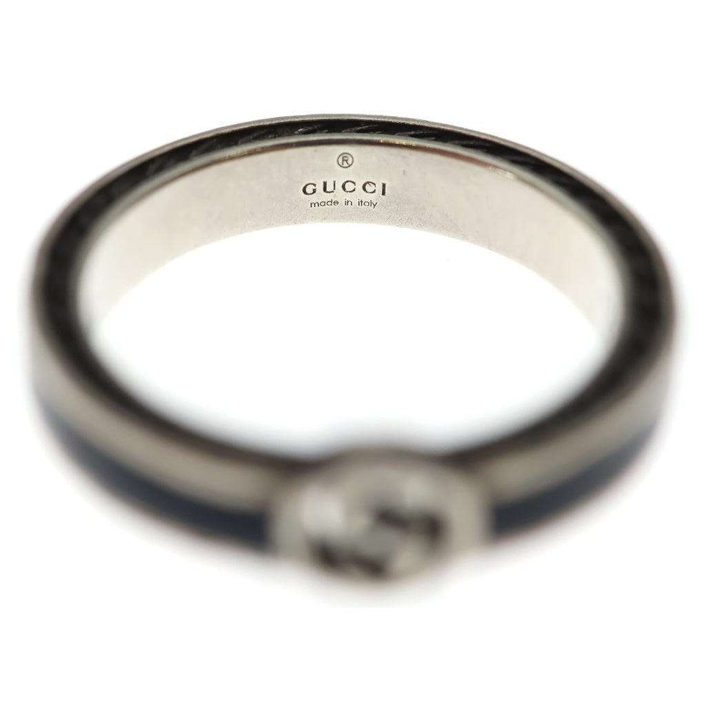GUCCI(グッチ) インターロッキングG リング ブラック×シルバー SV×オニキス #13 レディース