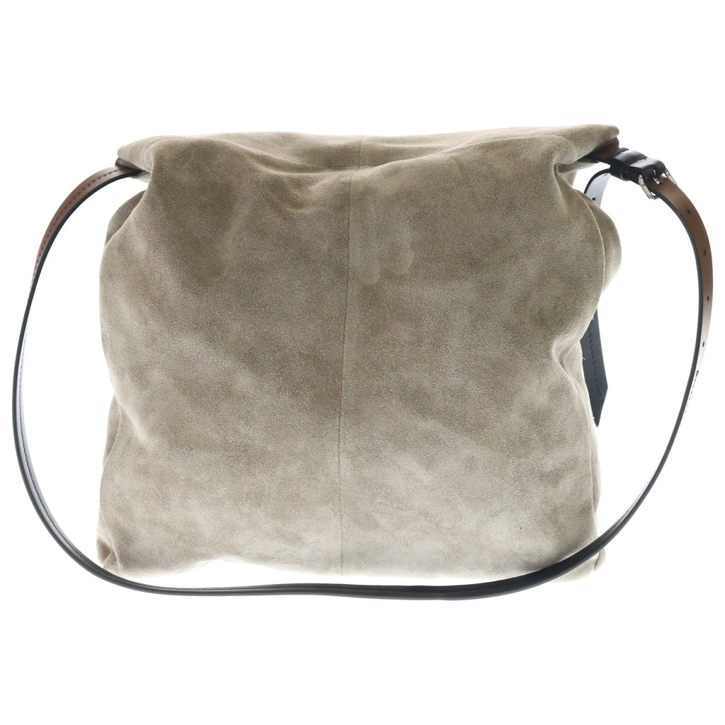 Maison Martin Margiela(メゾンマルタンマルジェラ) ドローストリング ホーボー スモール 4ステッチ スエードレザー ショルダーバッグ シルバー金具 ベージュ