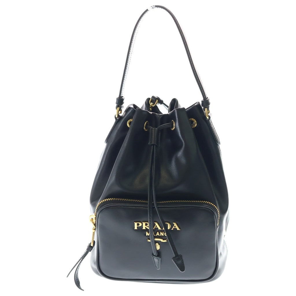 PRADA(プラダ) デュエット バゲットバッグ 黒 レザー 1BH038 レディース
