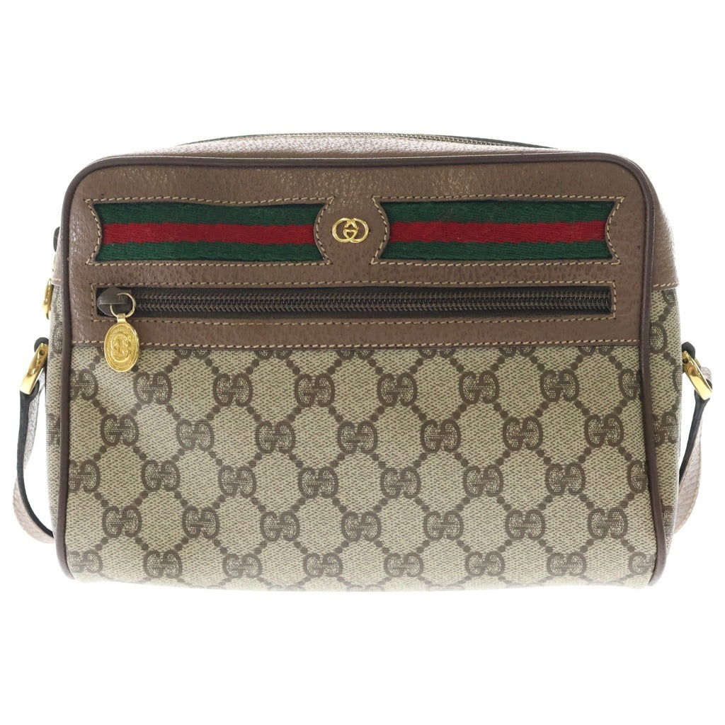GUCCI(グッチ) GGスプリーム ショルダーバッグ ブラウン×ベージュ レザー×PVC ゴールド金具 レディース