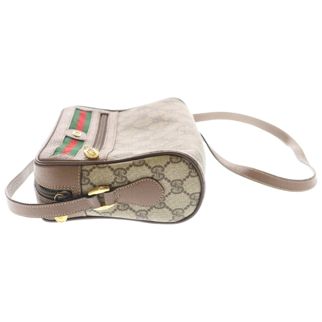 GUCCI(グッチ) GGスプリーム ショルダーバッグ ブラウン×ベージュ レザー×PVC ゴールド金具 レディース