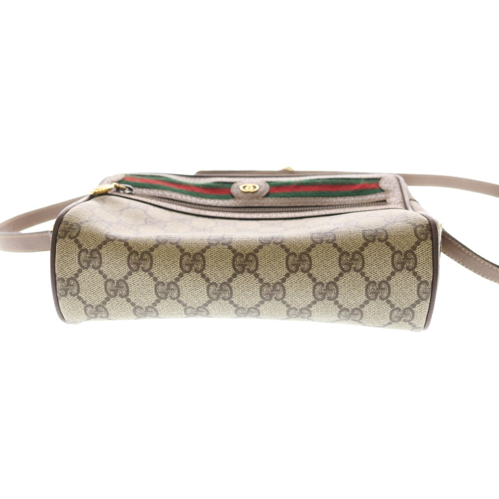 GUCCI(グッチ) GGスプリーム ショルダーバッグ ブラウン×ベージュ レザー×PVC ゴールド金具 レディース