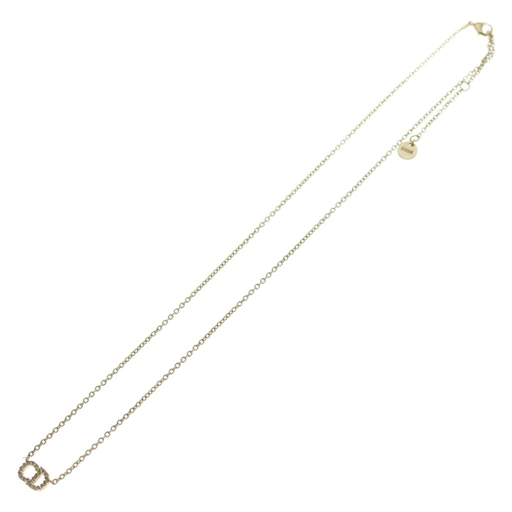 Christian Dior(クリスチャンディオール) CDロゴ ラインストーンネックレス ペンダント チェーン ゴールド GP