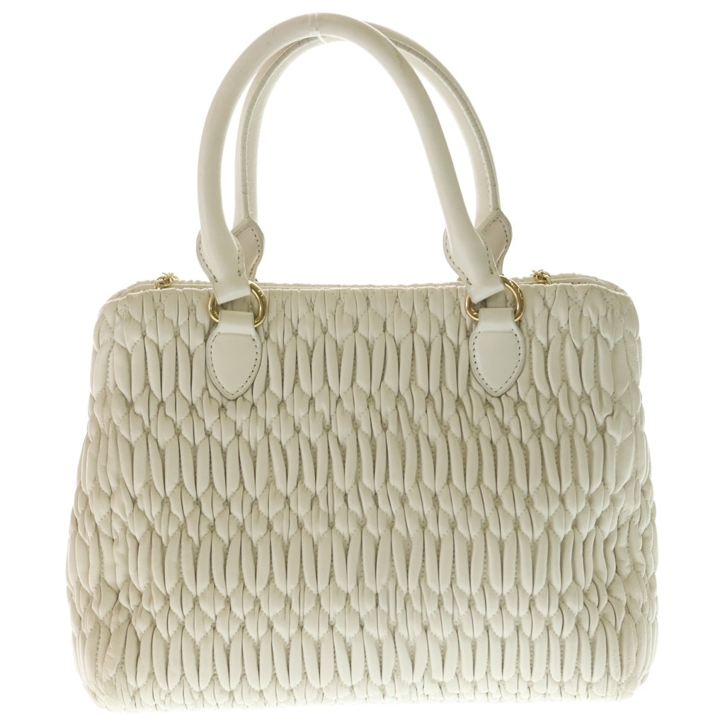 miumiu(ミュウミュウ) マテラッセ ナッパクリスタル レザー2WAY ハンドバッグ ショルダー 5BA067 ホワイト レディース
