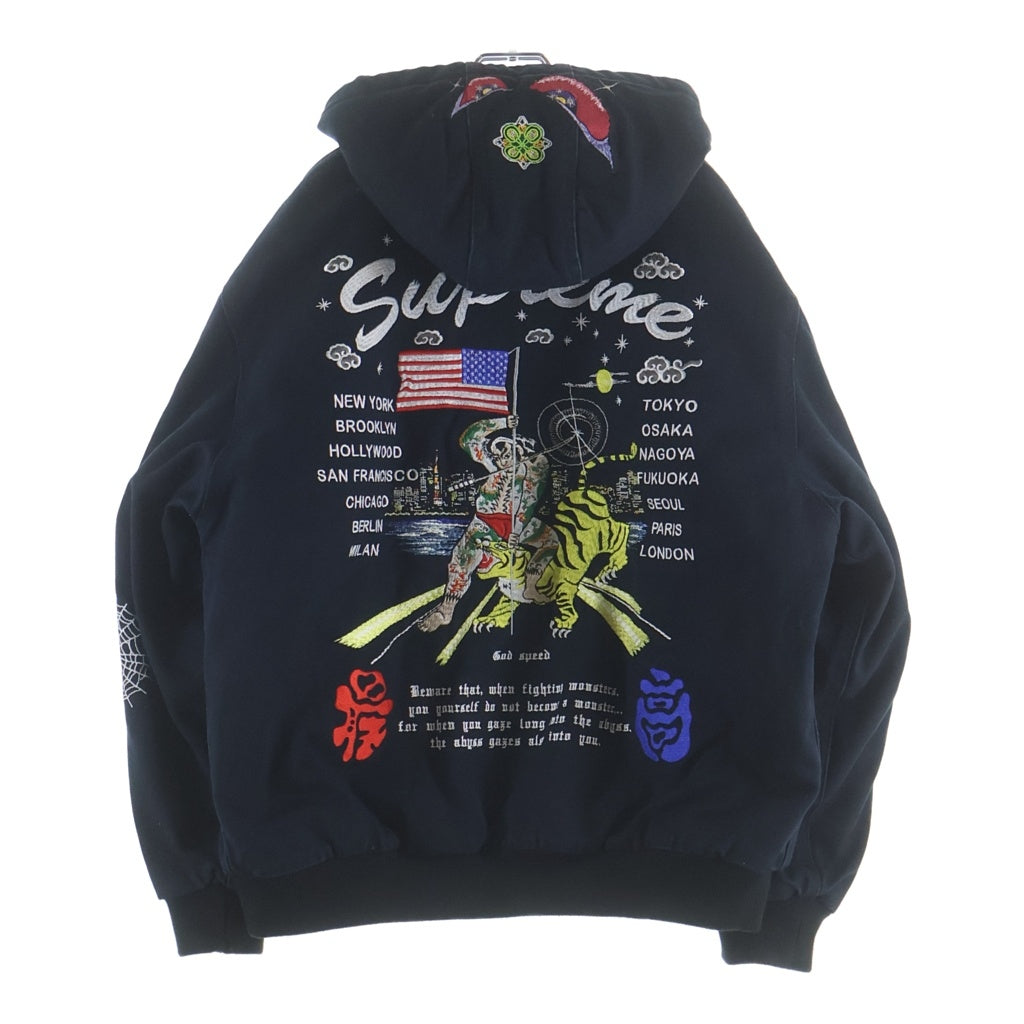 SUPREME(シュプリーム) ■×葵産業 刺繍 フーデット ワークジャケット ネイビー 中綿