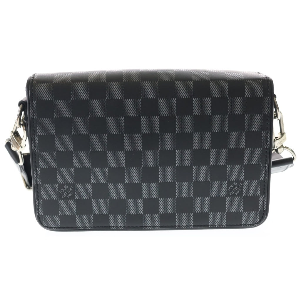 LOUIS VUITTON(ルイヴィトン) ダミエ アンフィニ ステュディオ メッセンジャー ショルダーバッグ ブラック レザー×PVC N50007 シルバー金具 レディース
