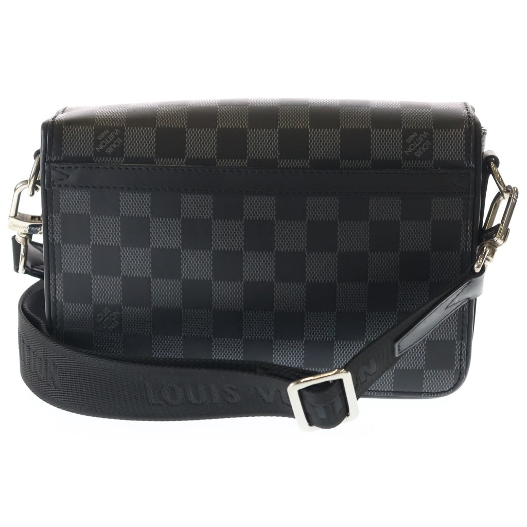LOUIS VUITTON(ルイヴィトン) ダミエ アンフィニ ステュディオ メッセンジャー ショルダーバッグ ブラック レザー×PVC N50007 シルバー金具 レディース