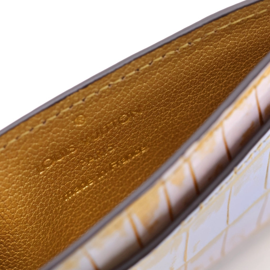 LOUIS VUITTON(ルイヴィトン) クロコダイル エキゾチックレザー ポルトカルト サーンプル グリスゴールド レディース