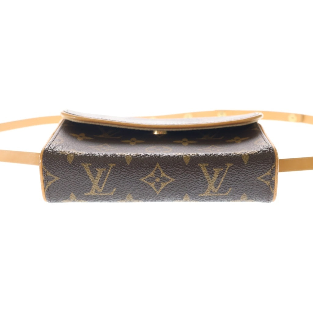 LOUIS VUITTON(ルイヴィトン) モノグラム ポシェットフロランティーヌ ショルダーバッグ ミニバッグ ブラウン レザー×PVC M51240 ゴールド金具 レディース