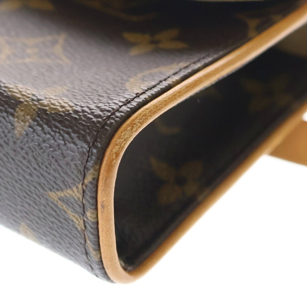 LOUIS VUITTON(ルイヴィトン) モノグラム ポシェットフロランティーヌ ショルダーバッグ ミニバッグ ブラウン レザー×PVC M51240 ゴールド金具 レディース