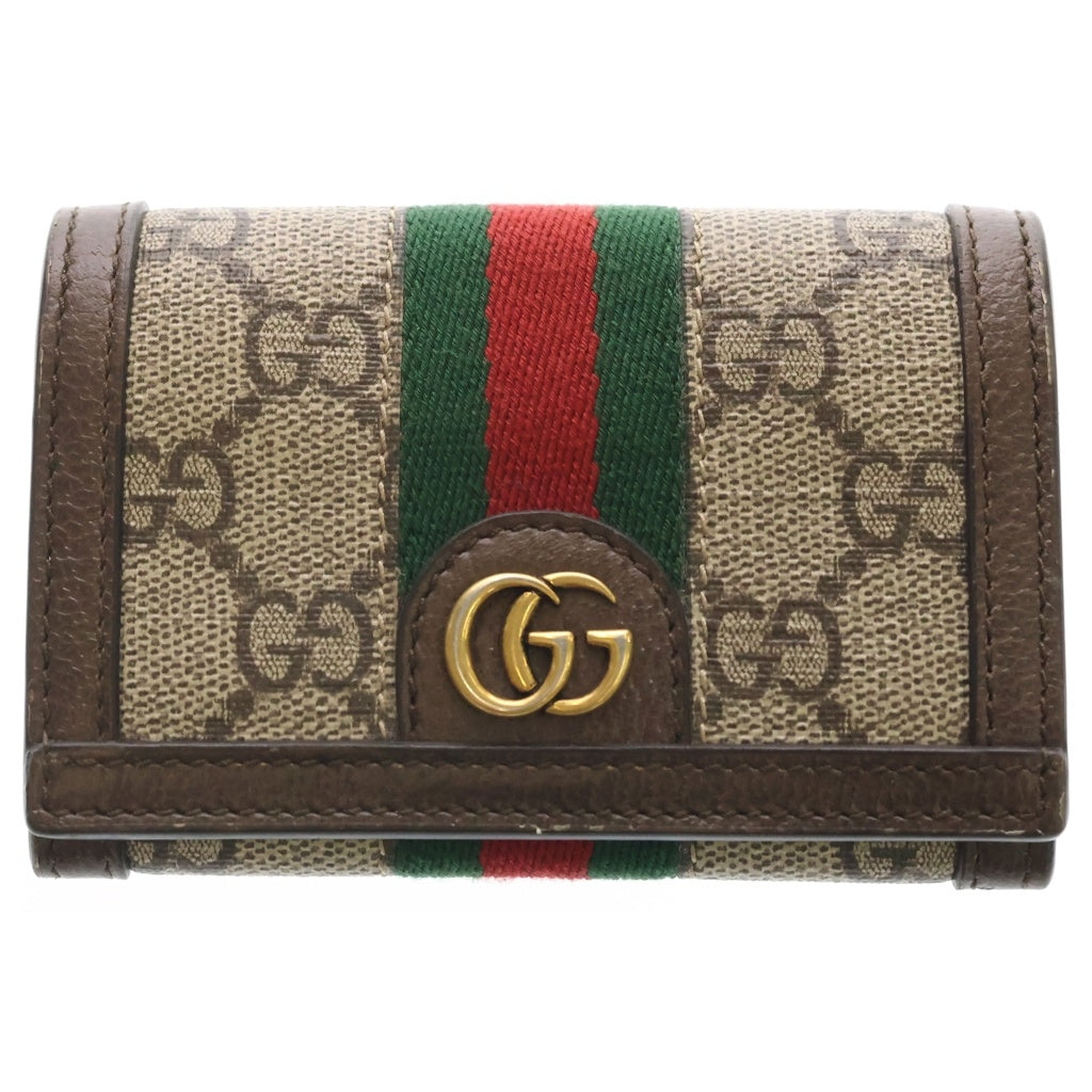 GUCCI(グッチ) オフディア GGスプリーム シェリー レザー カードケース 名刺入れ 763286 バイカラー ブラウン/グリーン